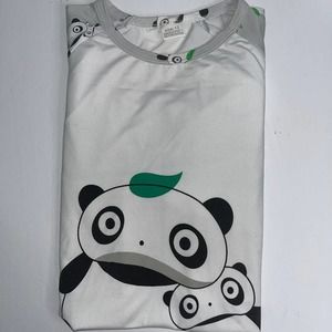 Yunmanxue White‎ & Gray Panda Shirt, Kids 12, Raglan Sleeves, Round Neckline